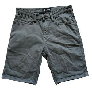 DUER Mens No Sweat Short 10” size 31 moss green cotton casual travel Athleisure